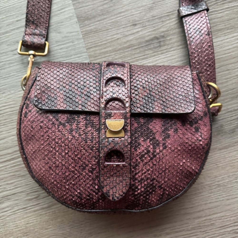 Coccinelle python print leather crossbody bag